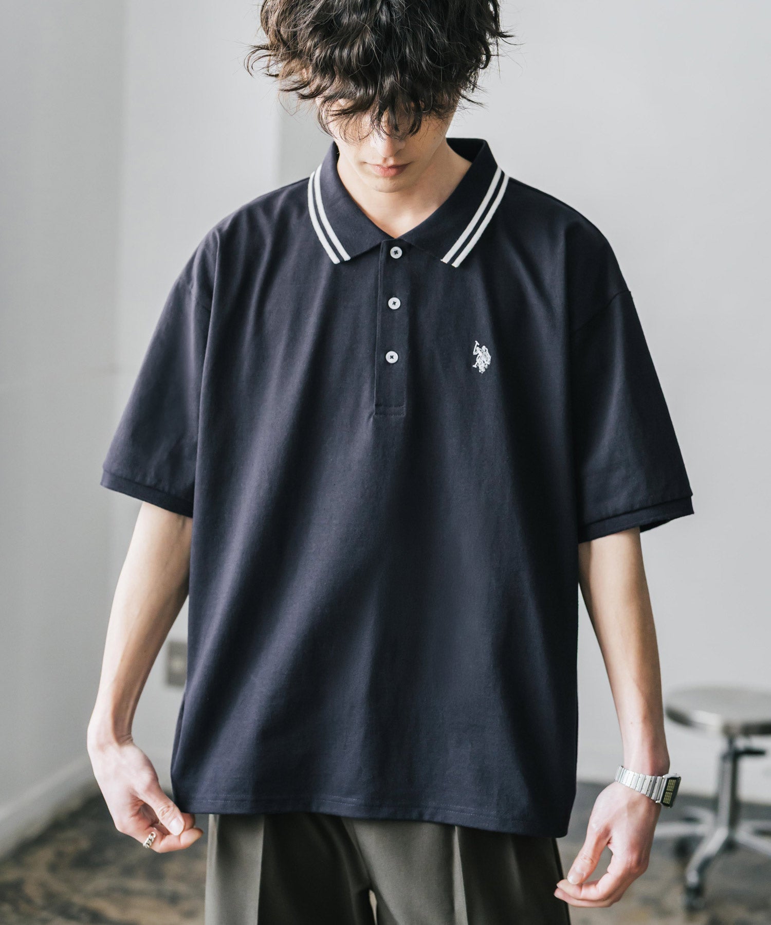 U.S. POLO ASSN. / 刺繡標誌天竺短袖Polo衫