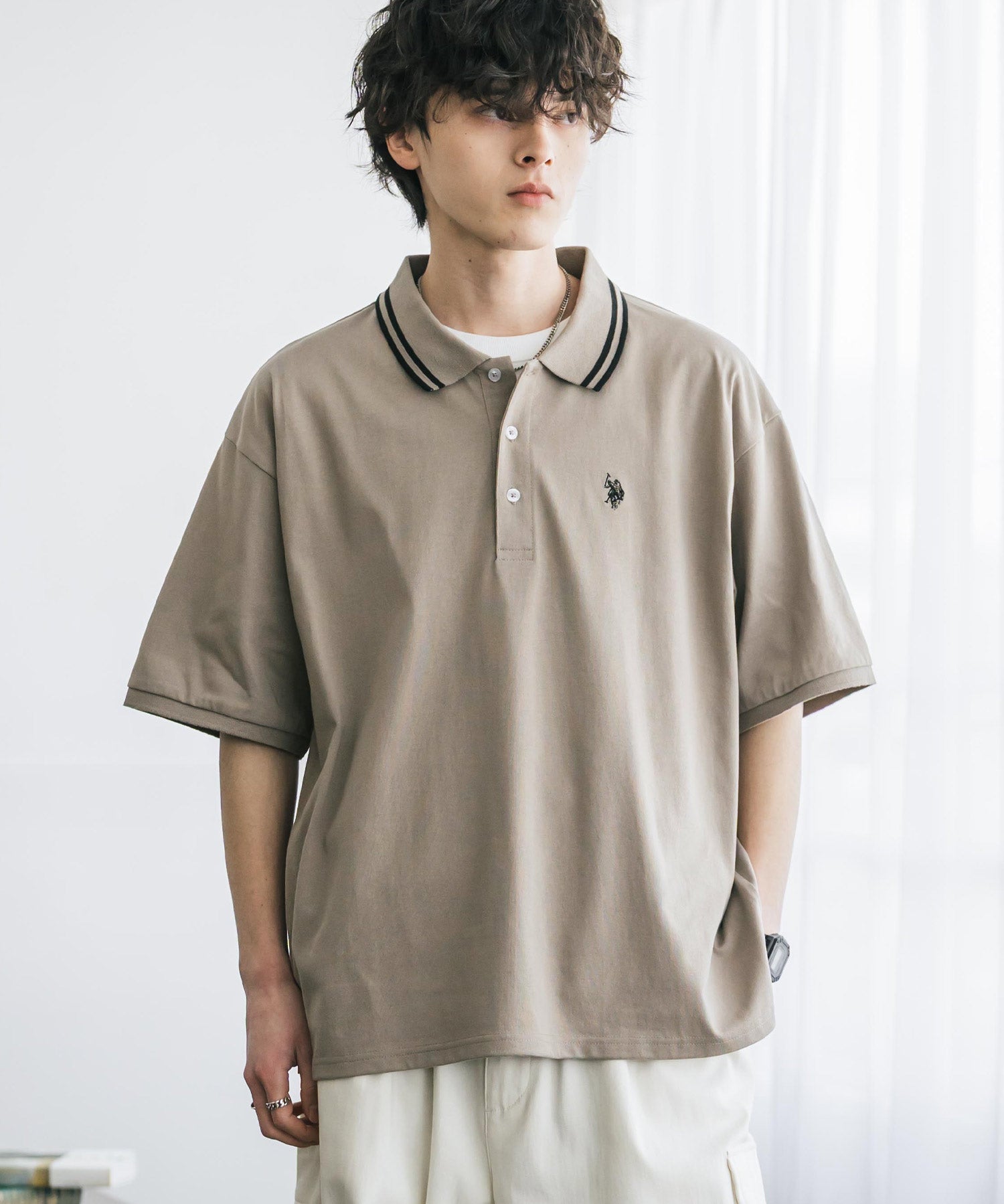 U.S. POLO ASSN. / 刺繡標誌天竺短袖Polo衫