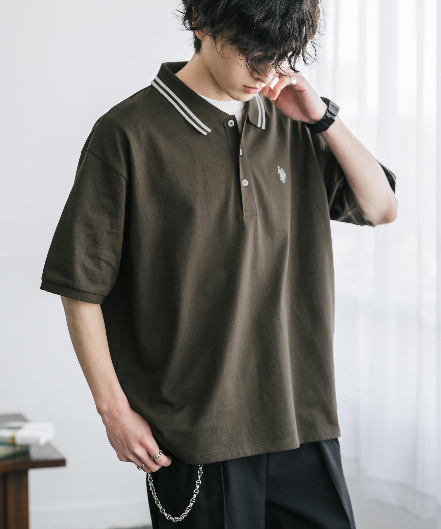 U.S. POLO ASSN. / 刺繡標誌天竺短袖Polo衫