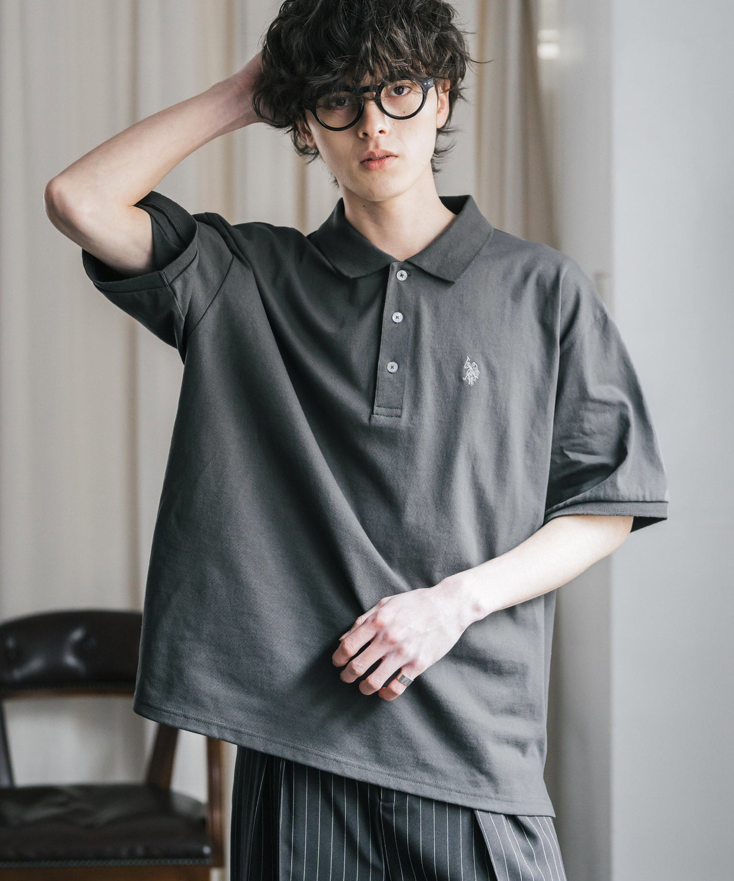 U.S. POLO ASSN. / 刺繡標誌天竺短袖Polo衫