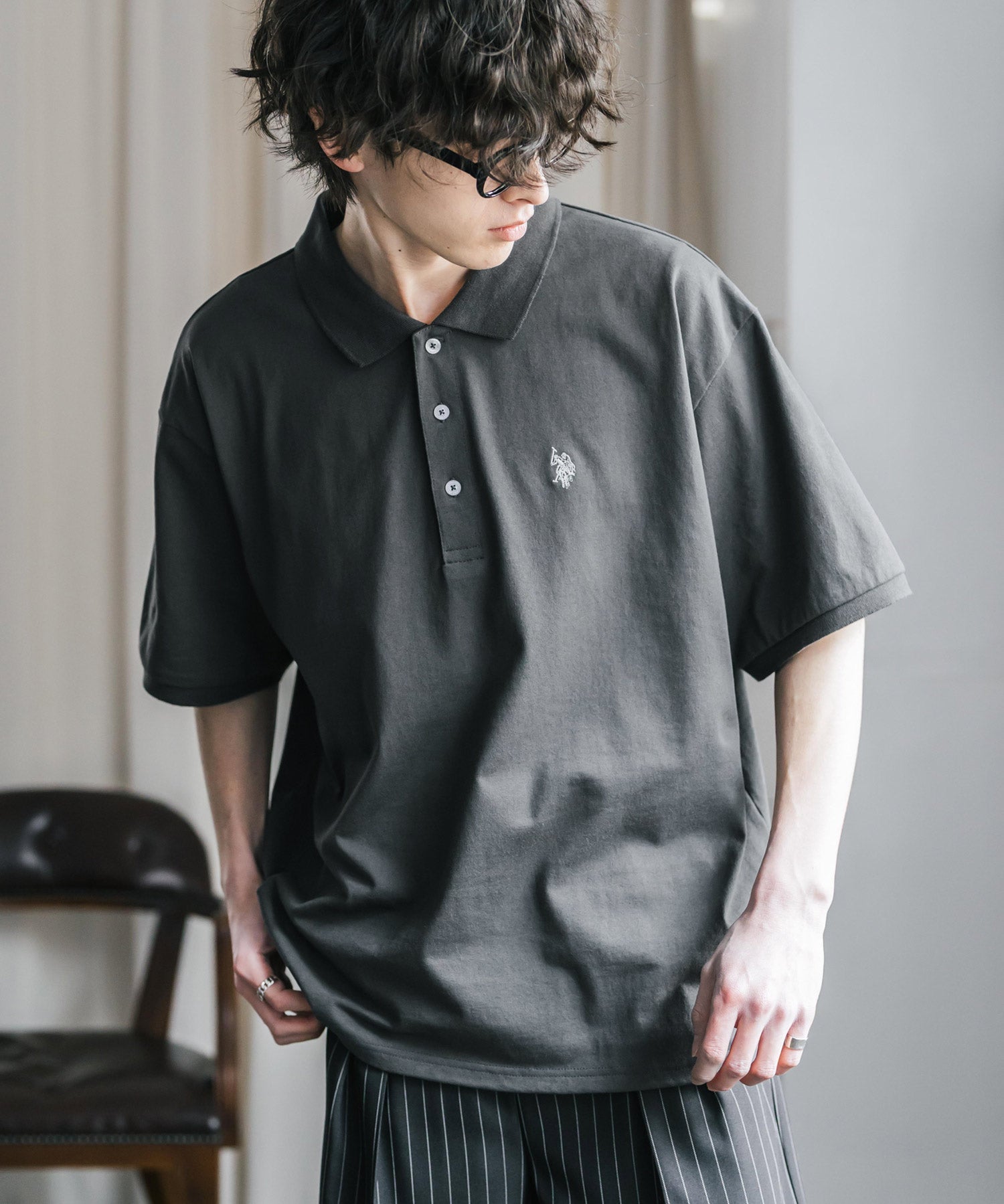 U.S. POLO ASSN. / 刺繡標誌天竺短袖Polo衫