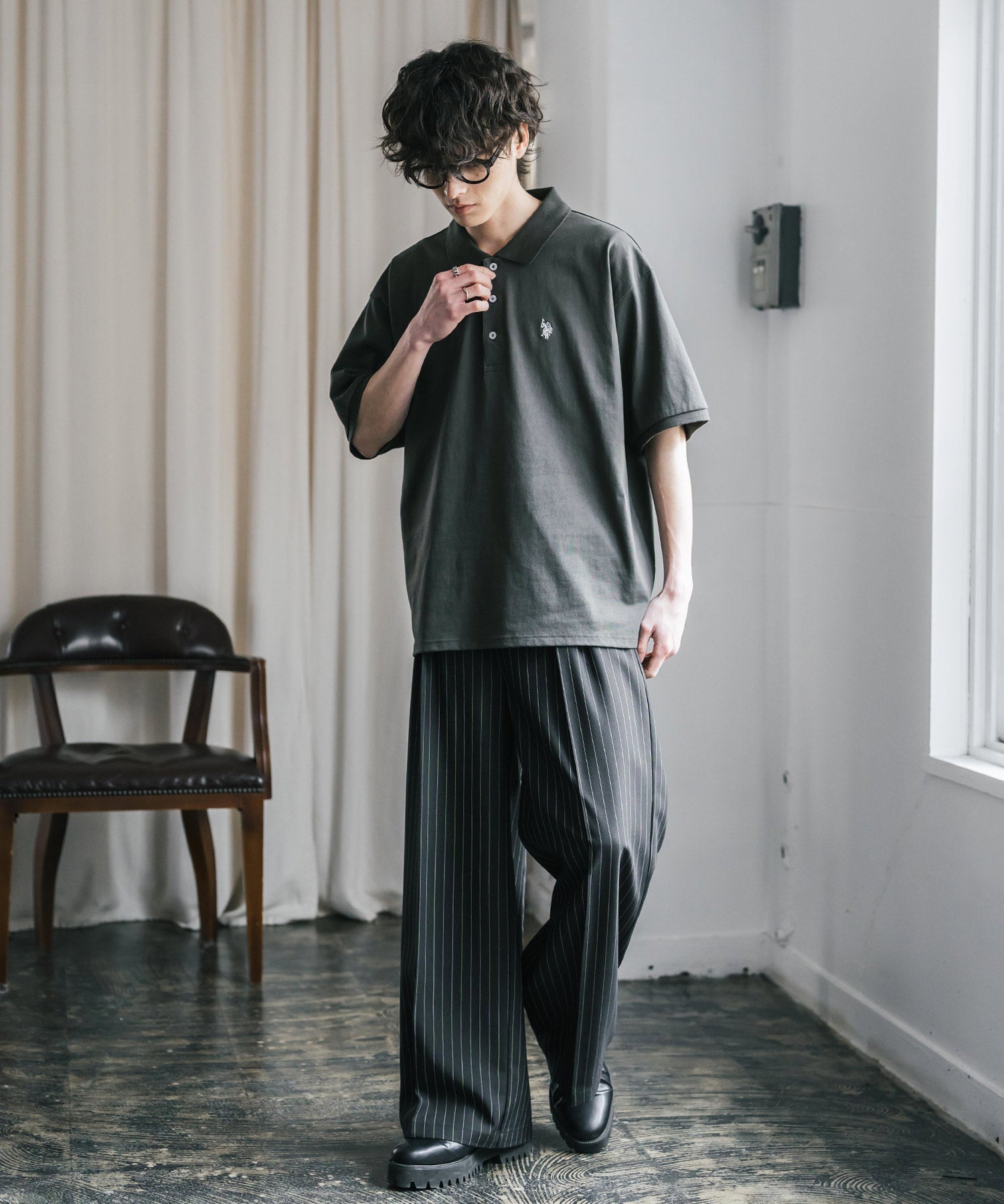 U.S. POLO ASSN. / 刺繡標誌天竺短袖Polo衫