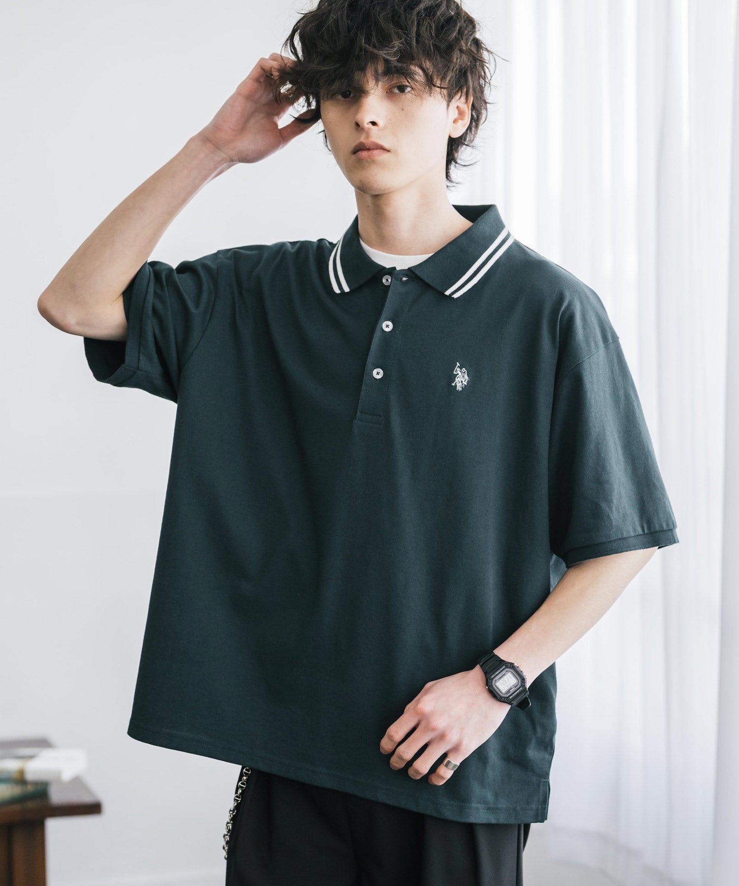U.S. POLO ASSN. / 刺繡標誌天竺短袖Polo衫