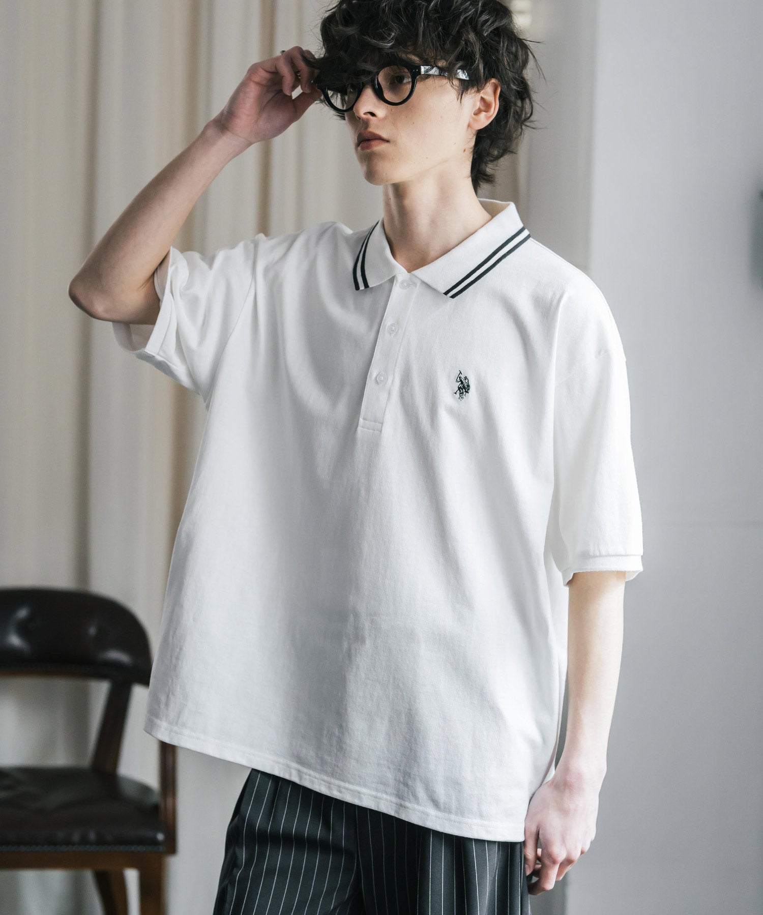 U.S. POLO ASSN. / 刺繡標誌天竺短袖Polo衫