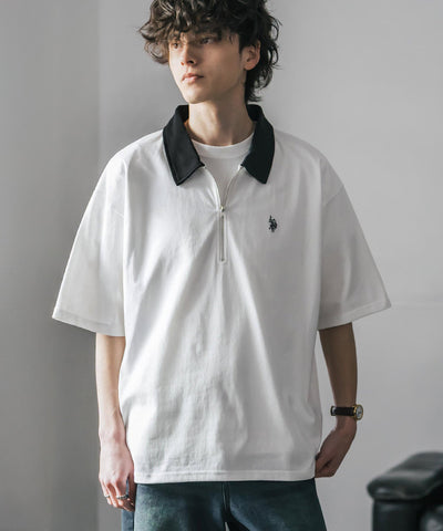U.S. POLO ASSN. / 半拉鍊刺繡短袖 Polo 衫