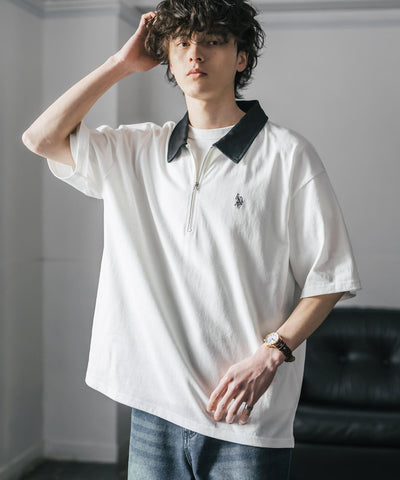 U.S. POLO ASSN. / 半拉鍊刺繡短袖 Polo 衫