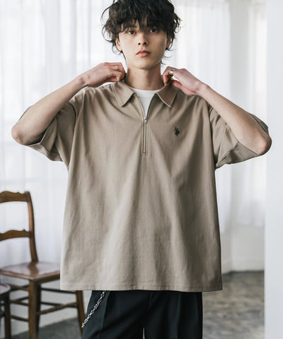 U.S. POLO ASSN. / 半拉鍊刺繡短袖 Polo 衫