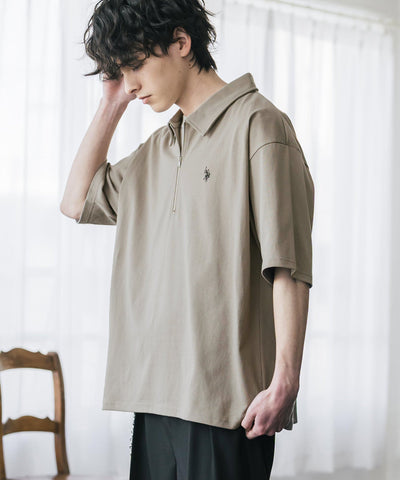U.S. POLO ASSN. / 半拉鍊刺繡短袖 Polo 衫