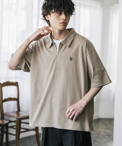 U.S. POLO ASSN. / 半拉鍊刺繡短袖 Polo 衫