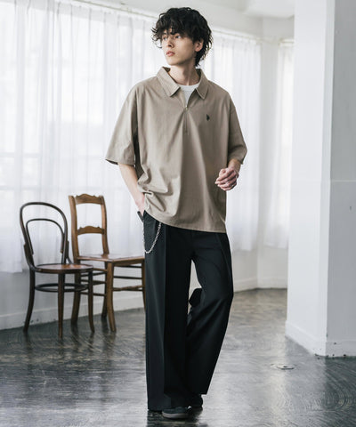 U.S. POLO ASSN. / 半拉鍊刺繡短袖 Polo 衫