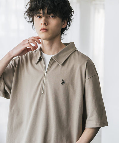 U.S. POLO ASSN. / 半拉鍊刺繡短袖 Polo 衫