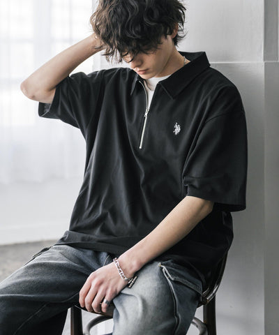 U.S. POLO ASSN. / 半拉鍊刺繡短袖 Polo 衫