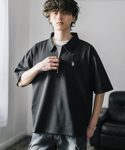 U.S. POLO ASSN. / 半拉鍊刺繡短袖 Polo 衫