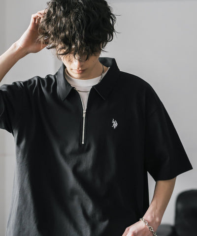 U.S. POLO ASSN. / 半拉鍊刺繡短袖 Polo 衫