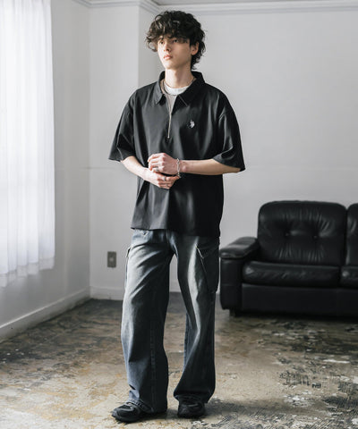 U.S. POLO ASSN. / 半拉鍊刺繡短袖 Polo 衫