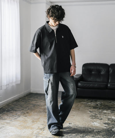 U.S. POLO ASSN. / 半拉鍊刺繡短袖 Polo 衫