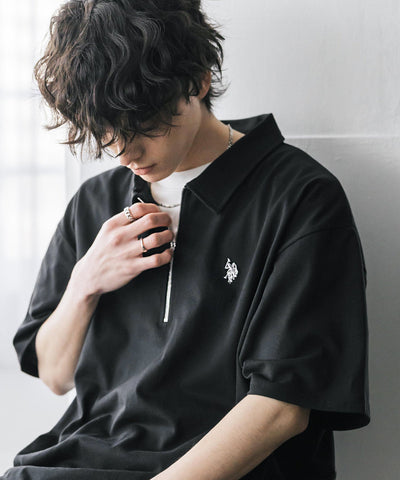 U.S. POLO ASSN. / 半拉鍊刺繡短袖 Polo 衫