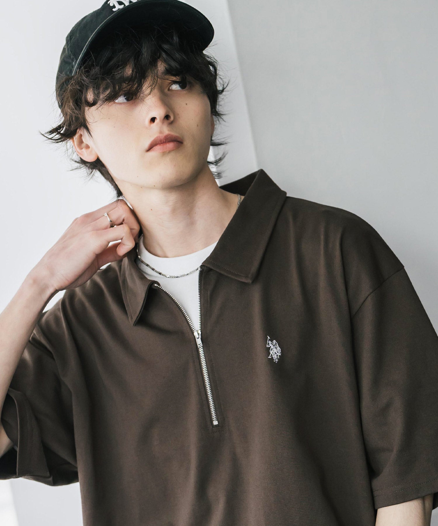 U.S. POLO ASSN. / 半拉鍊刺繡短袖 Polo 衫