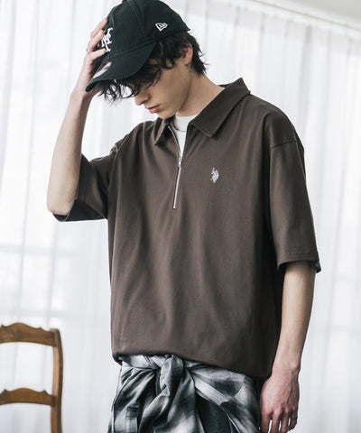 U.S. POLO ASSN. / 半拉鍊刺繡短袖 Polo 衫