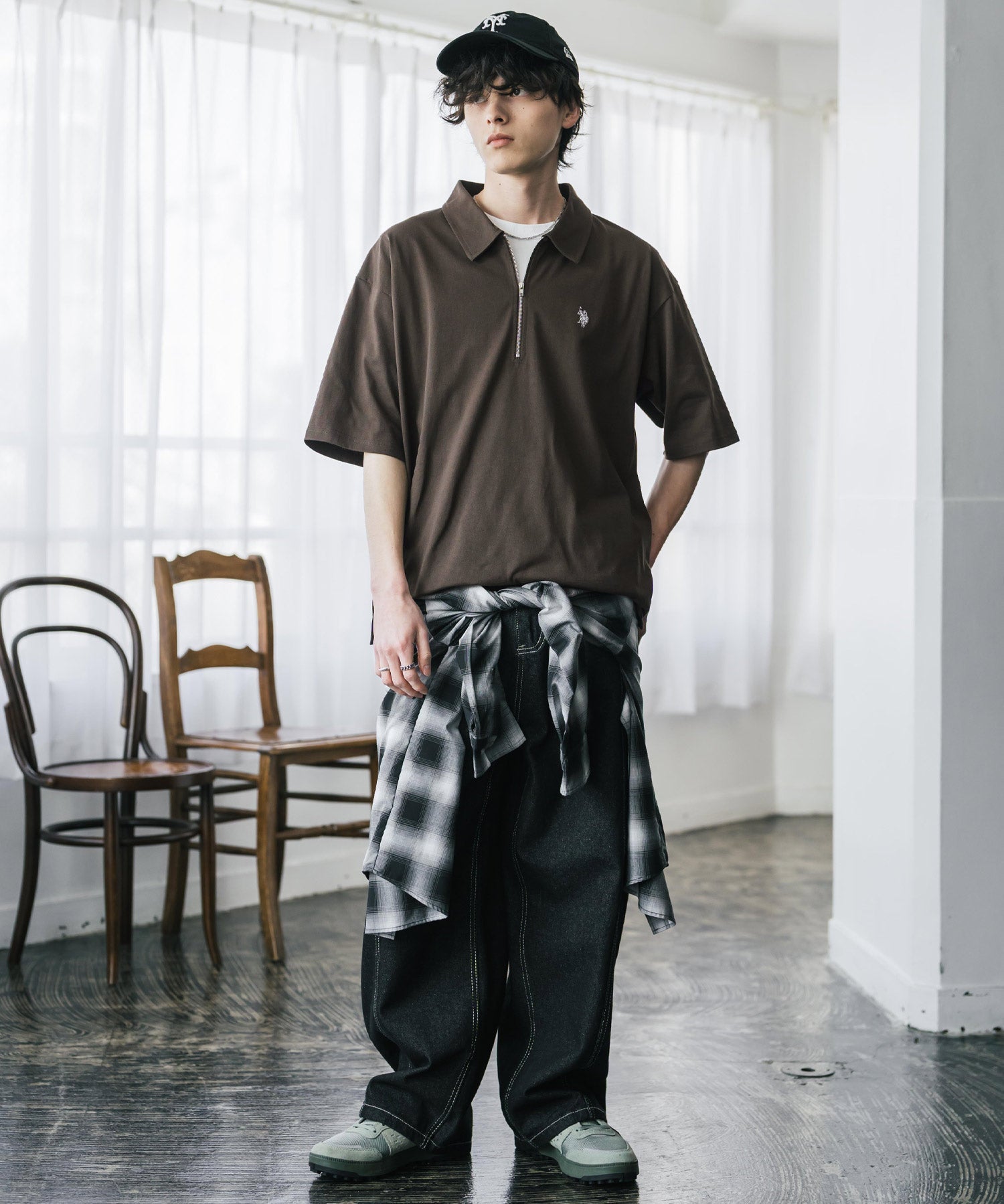 U.S. POLO ASSN. / 半拉鍊刺繡短袖 Polo 衫