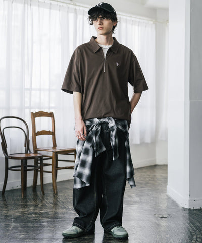 U.S. POLO ASSN. / 半拉鍊刺繡短袖 Polo 衫