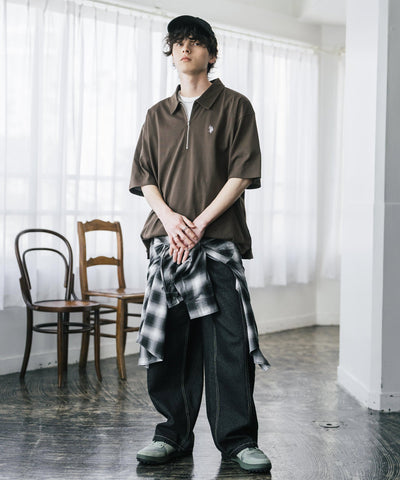 U.S. POLO ASSN. / 半拉鍊刺繡短袖 Polo 衫