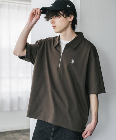 U.S. POLO ASSN. / 半拉鍊刺繡短袖 Polo 衫