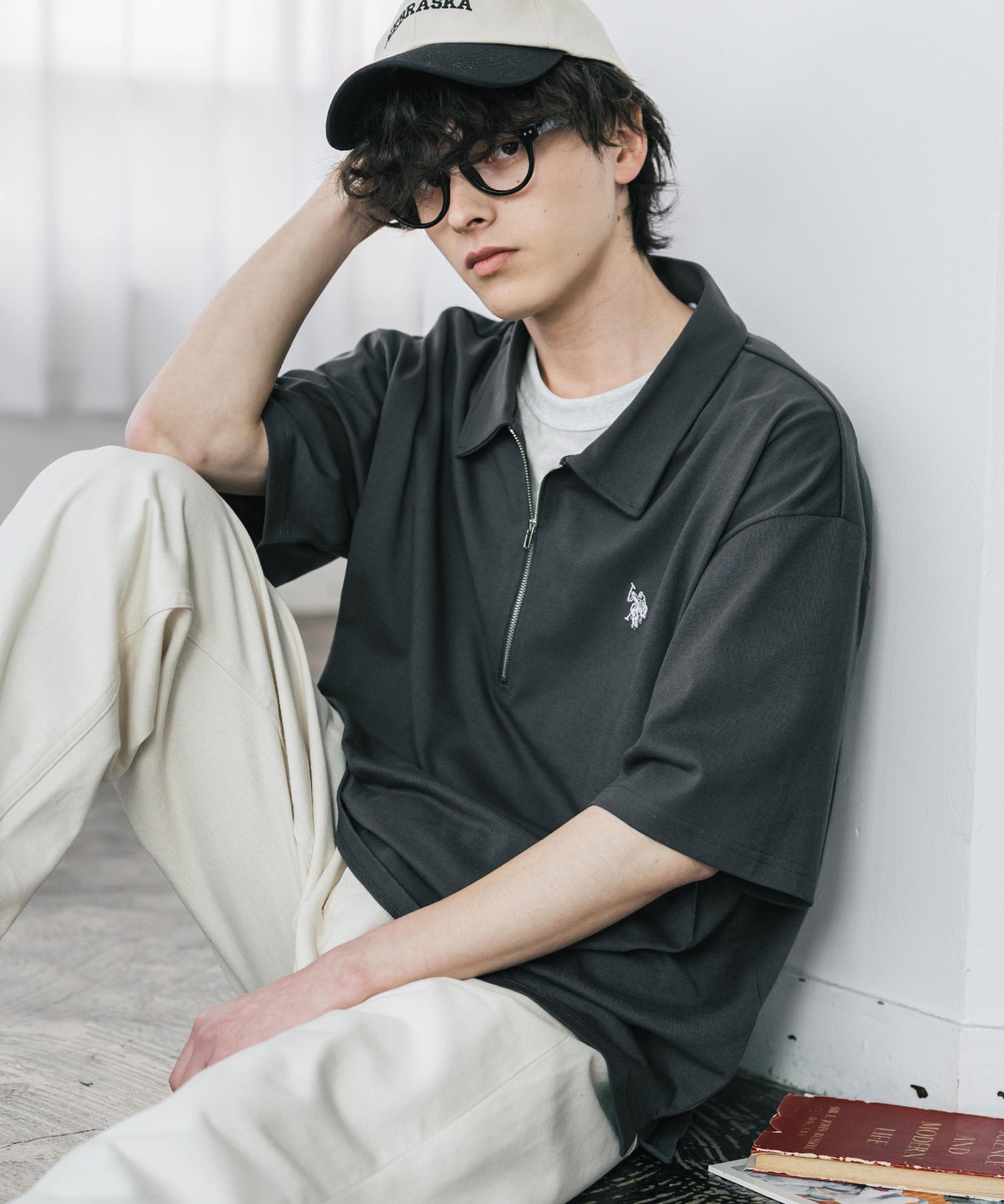 U.S. POLO ASSN. / 半拉鍊刺繡短袖 Polo 衫