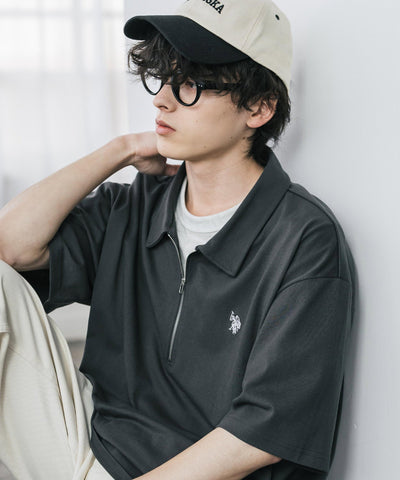 U.S. POLO ASSN. / 半拉鍊刺繡短袖 Polo 衫