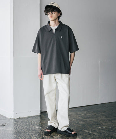 U.S. POLO ASSN. / 半拉鍊刺繡短袖 Polo 衫