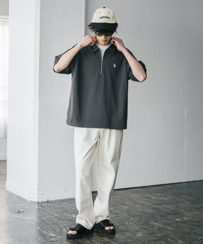 U.S. POLO ASSN. / 半拉鍊刺繡短袖 Polo 衫