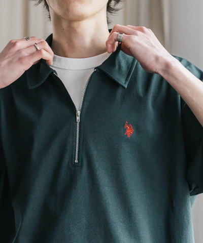 U.S. POLO ASSN. / 半拉鍊刺繡短袖 Polo 衫