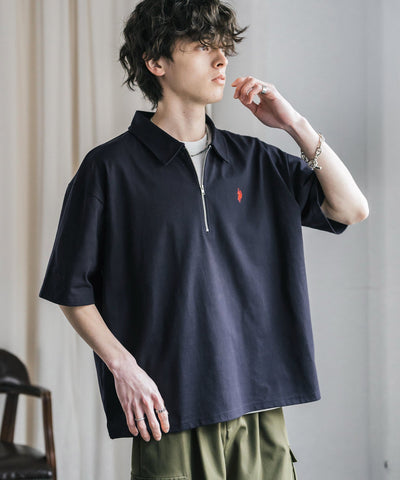 U.S. POLO ASSN. / 半拉鍊刺繡短袖 Polo 衫