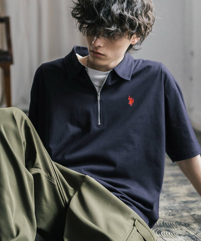 U.S. POLO ASSN. / 半拉鍊刺繡短袖 Polo 衫