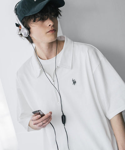 U.S. POLO ASSN. / 半拉鍊刺繡短袖 Polo 衫