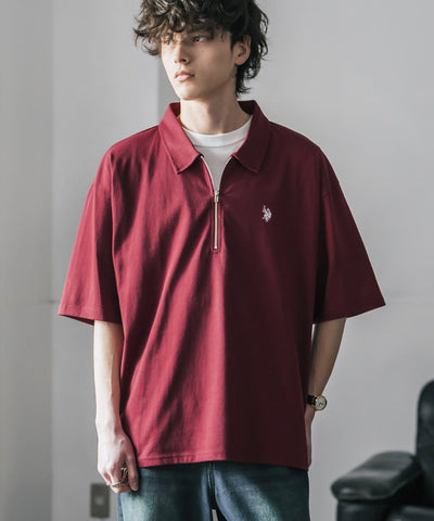U.S. POLO ASSN. / 半拉鍊刺繡短袖 Polo 衫