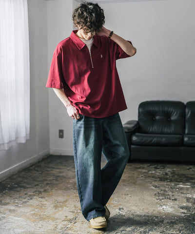 U.S. POLO ASSN. / 半拉鍊刺繡短袖 Polo 衫