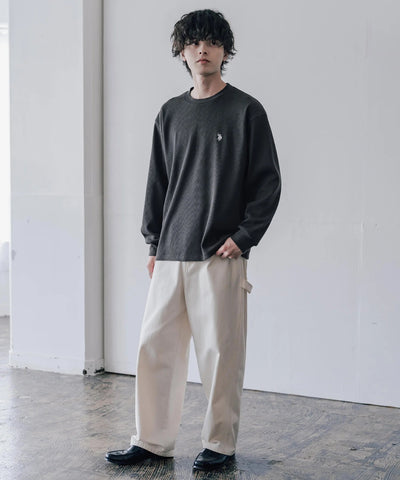 U.S. POLO ASSN. / 刺繡格紋圓領長袖T恤（日本聯名限定）