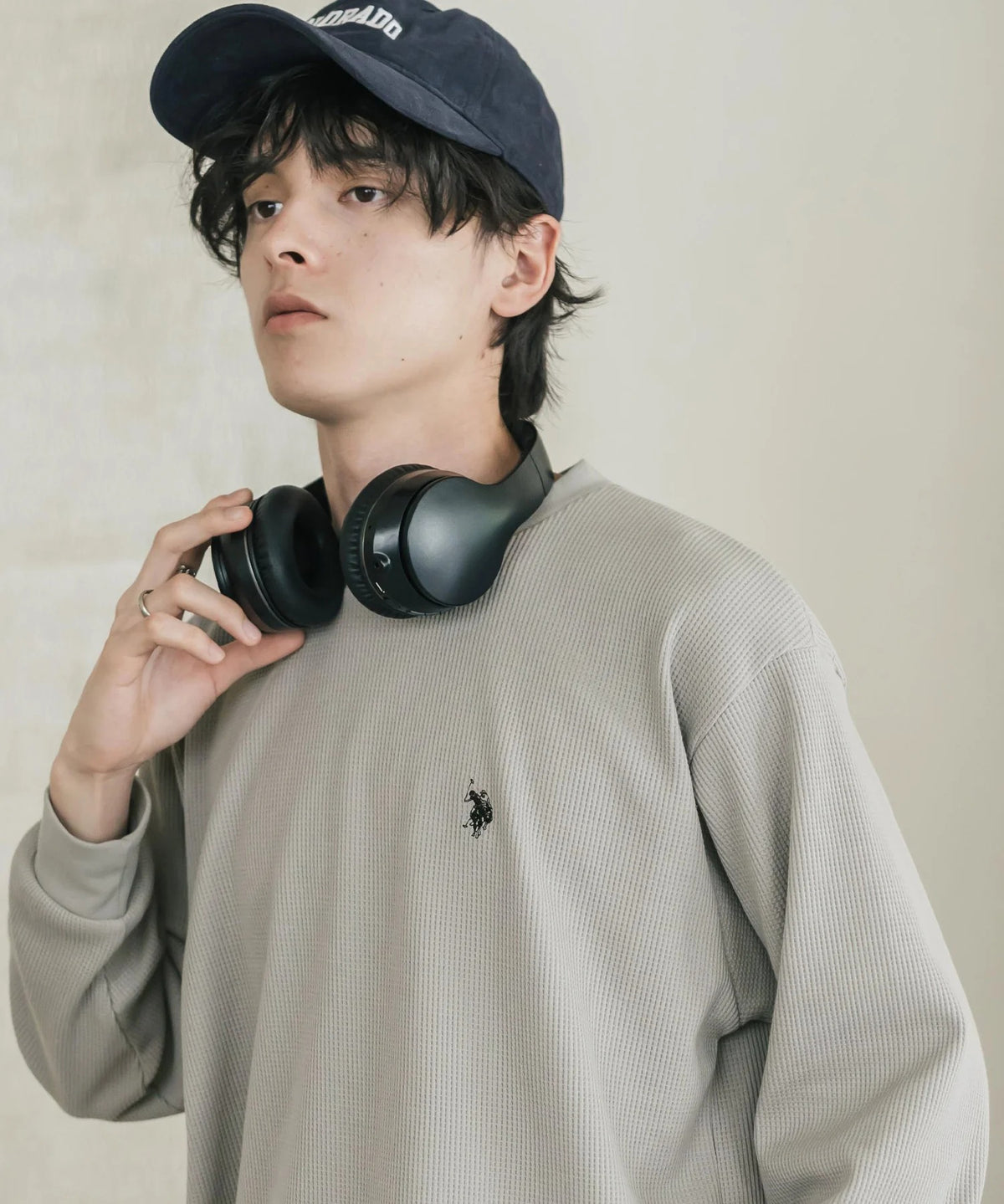 U.S. POLO ASSN. / 刺繡格紋圓領長袖T恤（日本聯名限定）
