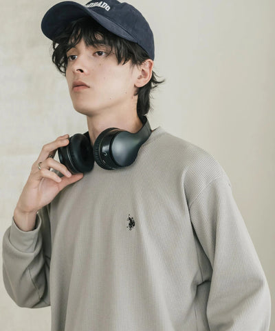 U.S. POLO ASSN. / 刺繡格紋圓領長袖T恤（日本聯名限定）