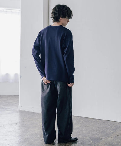 U.S. POLO ASSN. / 刺繡格紋 亨利領長袖T恤（日本聯名限定）