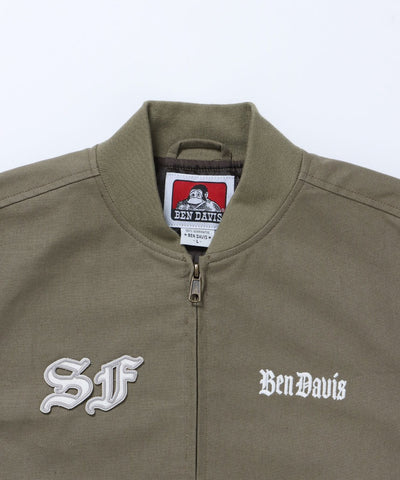 BEN DAVIS / 復古刺繡羅紋袖口 帆布工作外套