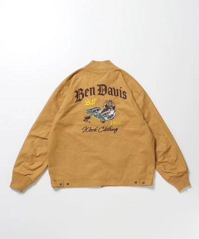 BEN DAVIS / 復古刺繡羅紋袖口 帆布工作外套