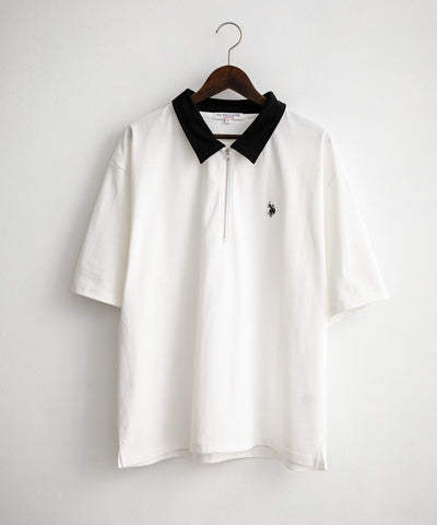 U.S. POLO ASSN. / 半拉鍊刺繡短袖 Polo 衫
