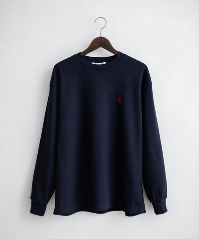 U.S. POLO ASSN. / 刺繡格紋圓領長袖T恤（日本聯名限定）