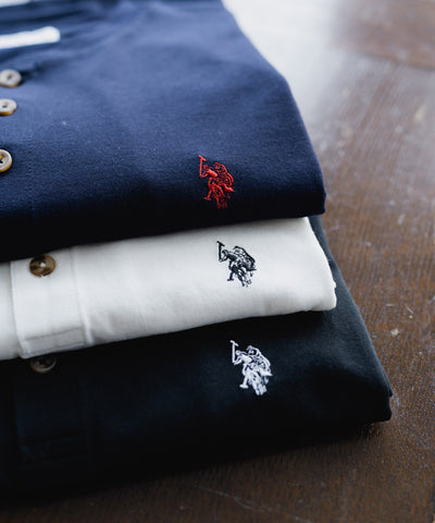 U.S. POLO ASSN. / 刺繡亨利領短袖T恤