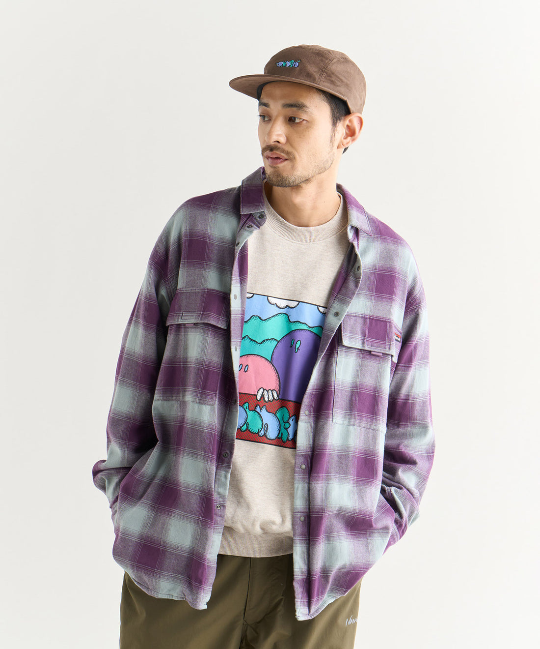 NANGA OMBRE CHECK W PK BOX SHIRT / 雙口袋機能格紋襯衫