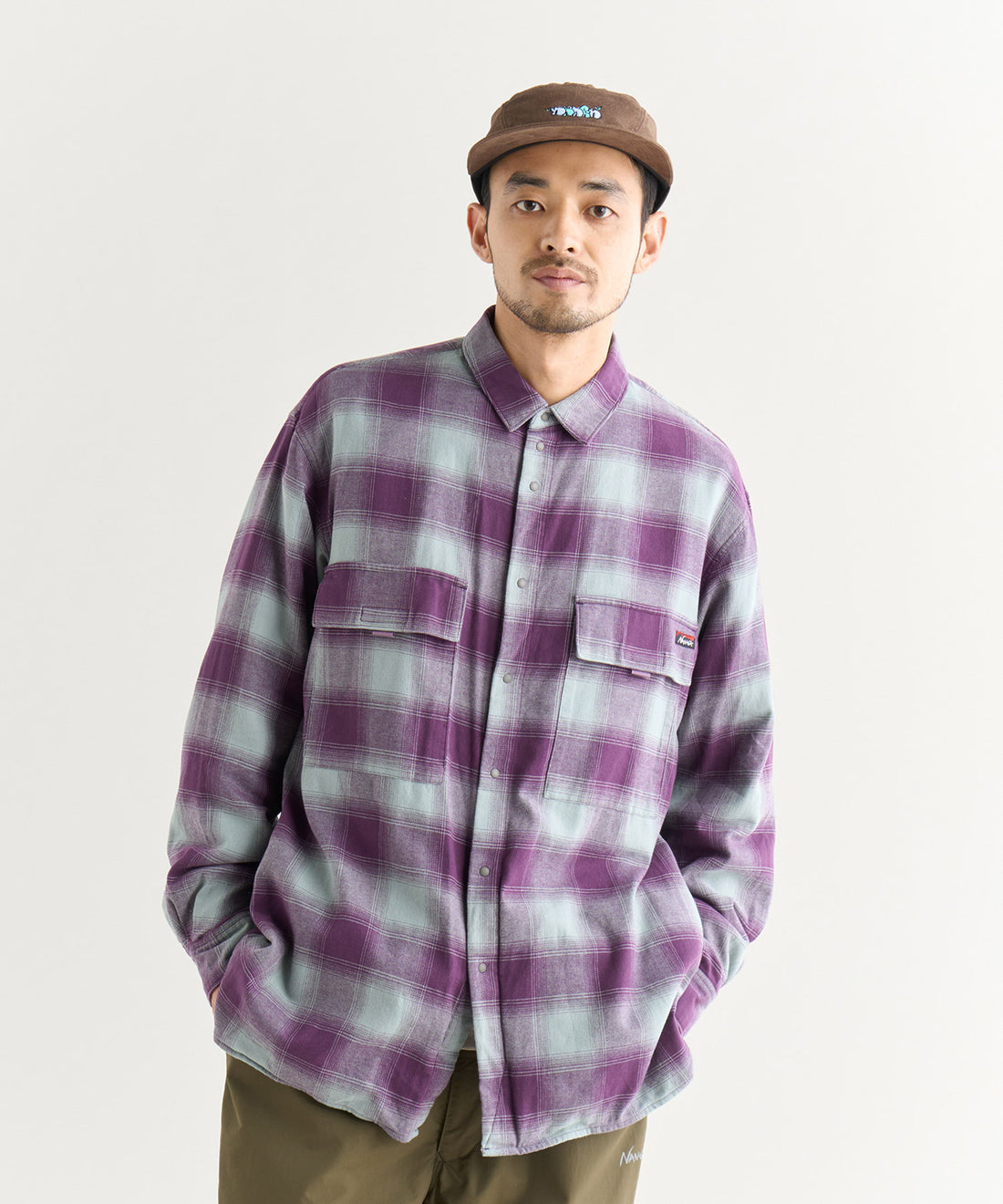 NANGA OMBRE CHECK W PK BOX SHIRT / 雙口袋機能格紋襯衫