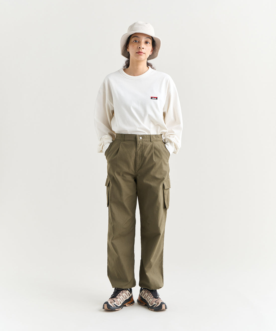 NANGA ECO HYBRID BOX LOGO EMBROIDERY L/S TEE(UNISEX) / 刺繡長袖T恤