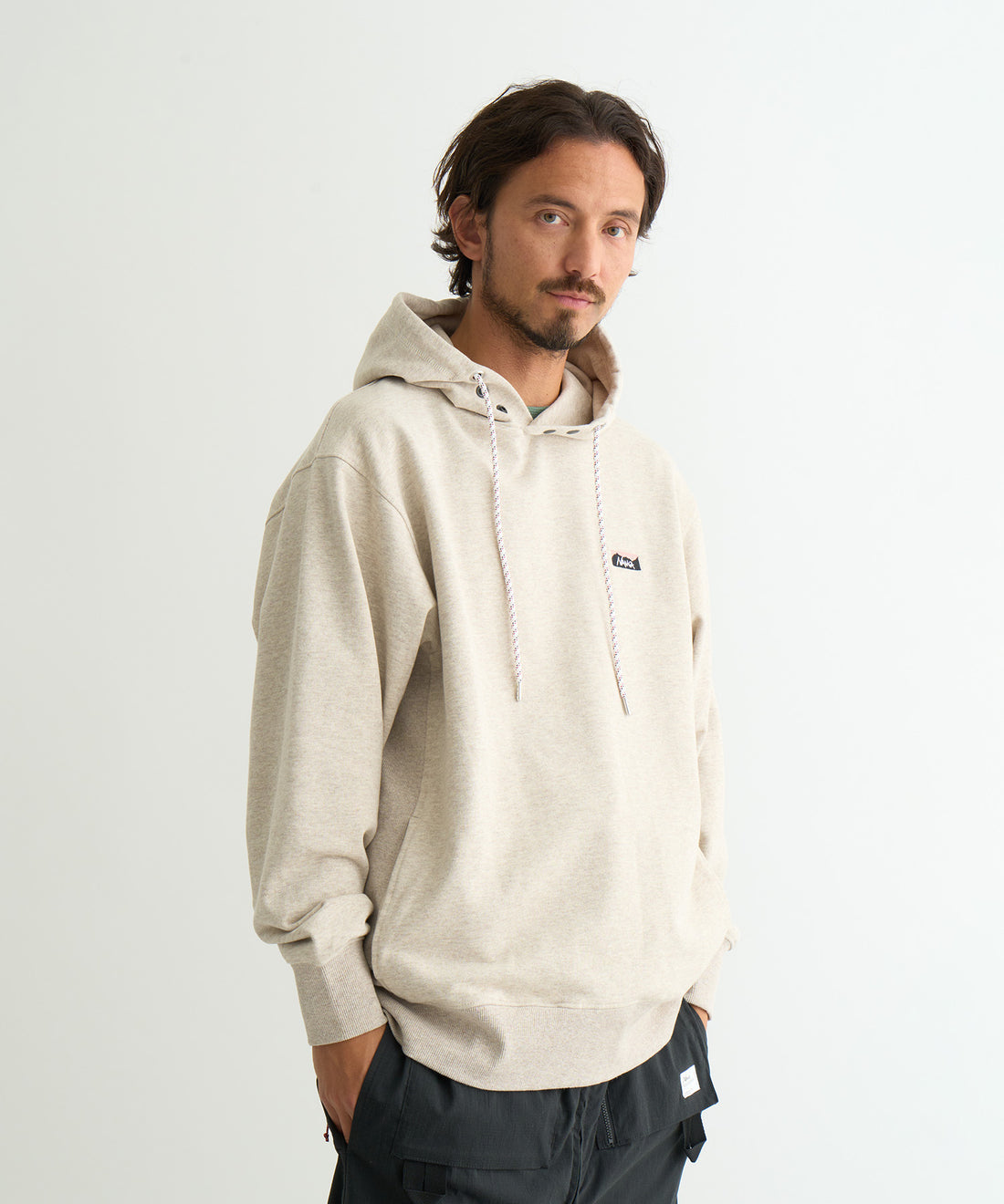NANGA ECO HYBRID MINI BOX LOGO EMBROIDERY SWEAT HOODIE / 刺繡小標 連帽衫